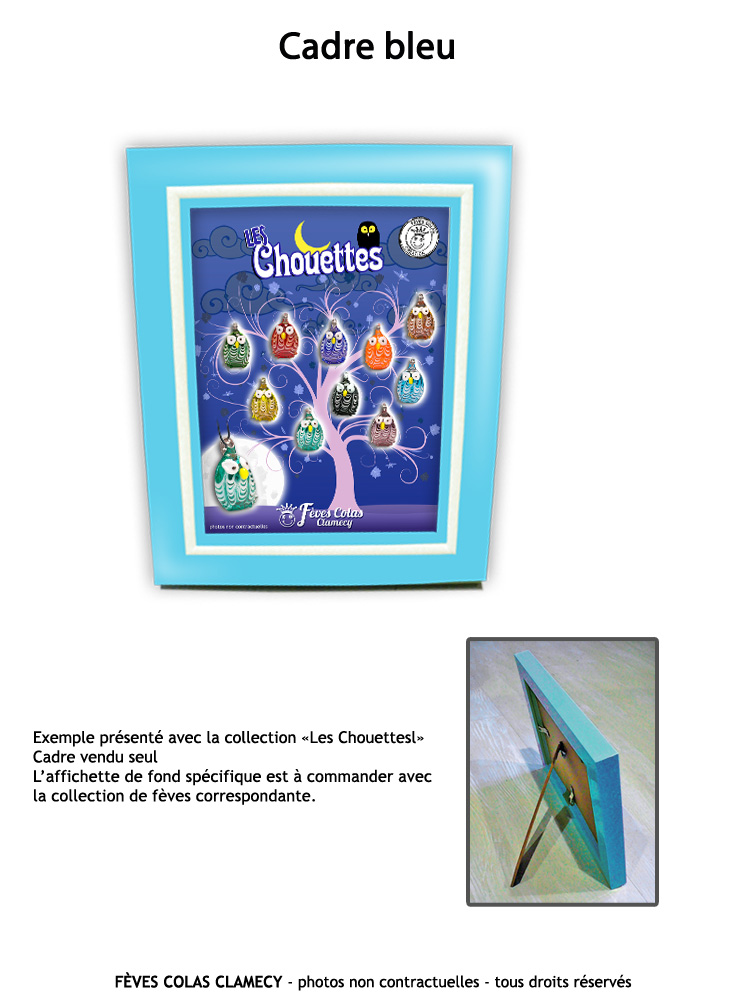 Cadre bleu + affichette collection