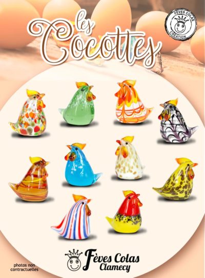Collection de 10 fèves en verre en forme de Cocottes - Maître Artisan Français
