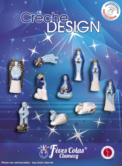 Collection de 10 fèves figurines françaises représentant tout en raffinement la traditionnelle crèche.
