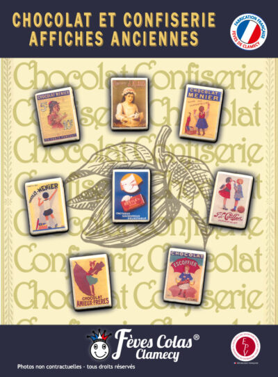 Affiches Anciennes Chocolat - S4 - Collection de fèves sur son affiche