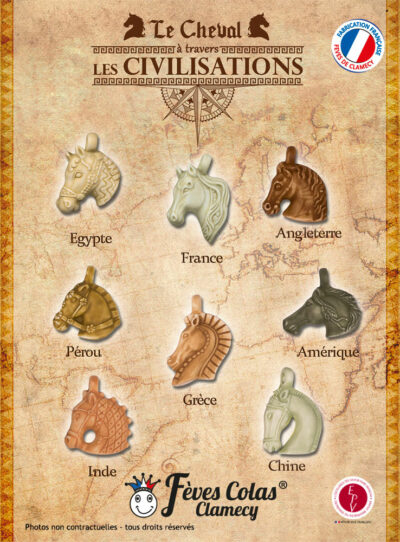 Le cheval à travers les civilisations - Collection de fèves sur son affiche