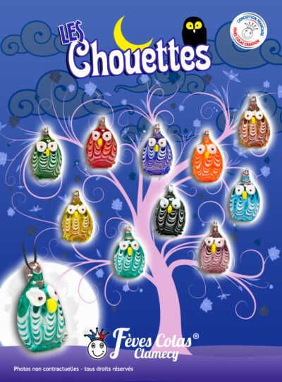 Fèves bijoux en Verre - Les Chouettes - Pendentif Artisan Français