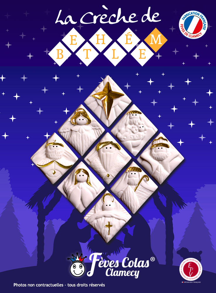 Crèche de Bethléem - Collection de fèves sur son affiche