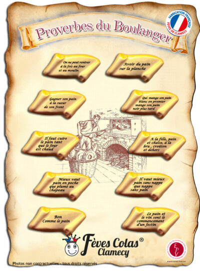 Proverbes du Boulanger - Collection de fèves sur son affiche