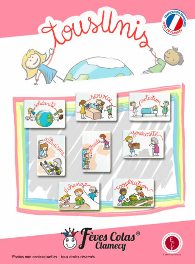 Tous Unis - Collection de fèves sur son affiche